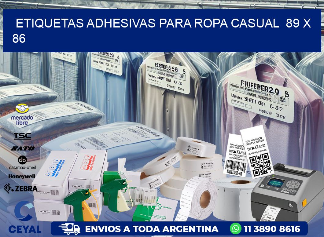 ETIQUETAS ADHESIVAS PARA ROPA CASUAL  89 x 86