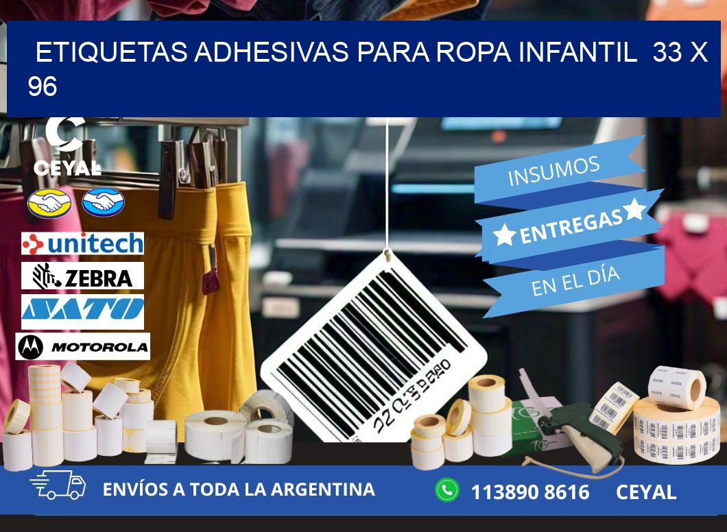 ETIQUETAS ADHESIVAS PARA ROPA INFANTIL  33 x 96