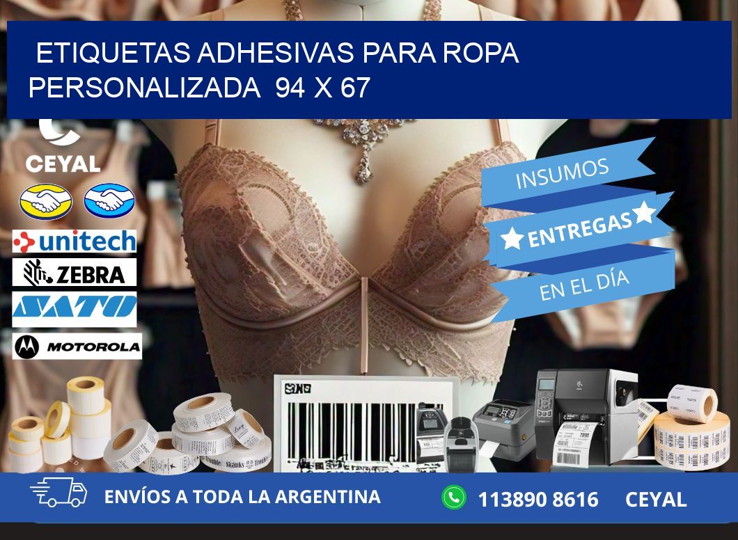 ETIQUETAS ADHESIVAS PARA ROPA PERSONALIZADA  94 x 67