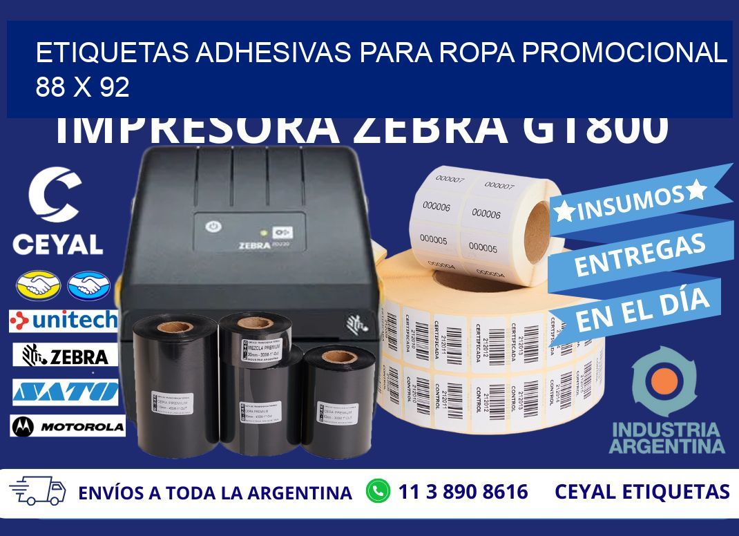 ETIQUETAS ADHESIVAS PARA ROPA PROMOCIONAL  88 x 92