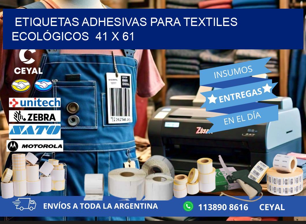 ETIQUETAS ADHESIVAS PARA TEXTILES ECOLÓGICOS  41 x 61