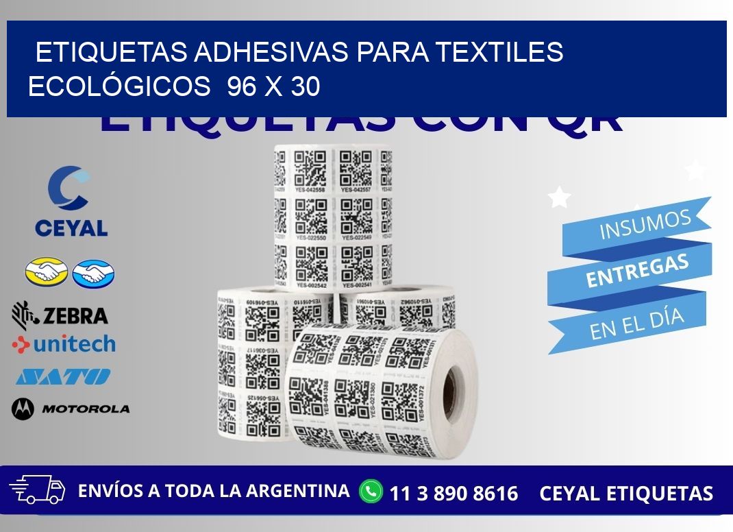 ETIQUETAS ADHESIVAS PARA TEXTILES ECOLÓGICOS  96 x 30