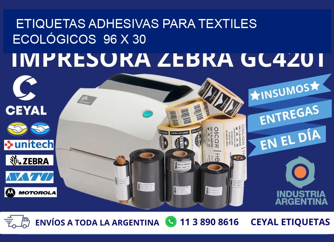 ETIQUETAS ADHESIVAS PARA TEXTILES ECOLÓGICOS  96 x 30