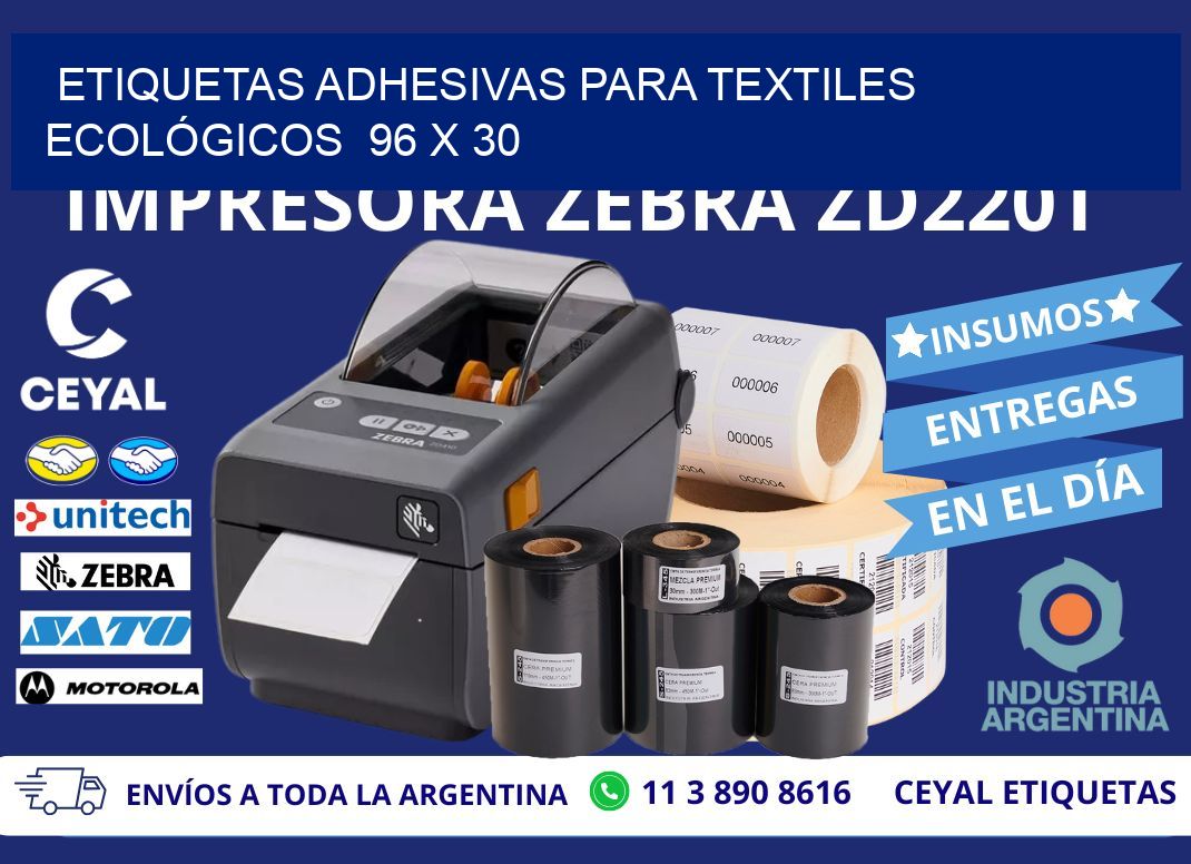 ETIQUETAS ADHESIVAS PARA TEXTILES ECOLÓGICOS  96 x 30