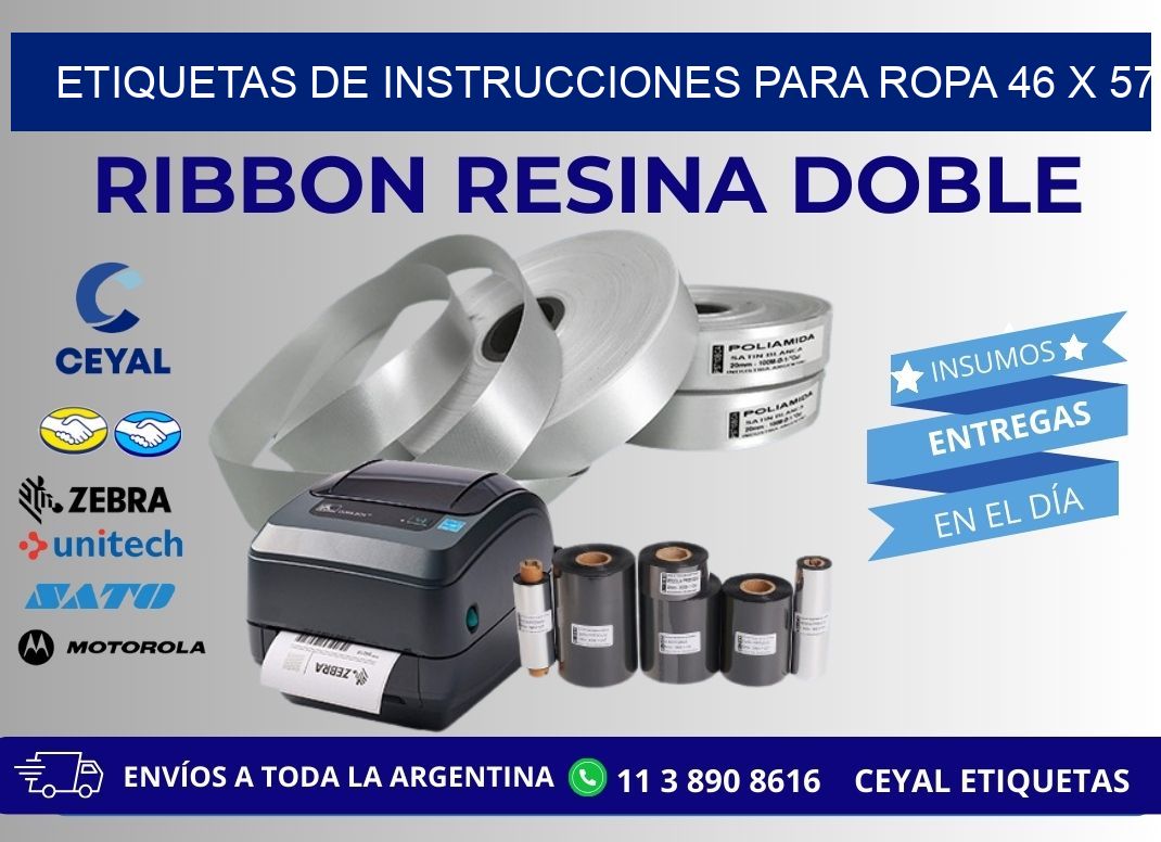 ETIQUETAS DE INSTRUCCIONES PARA ROPA 46 x 57