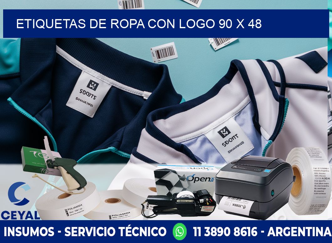 ETIQUETAS DE ROPA CON LOGO 90 x 48