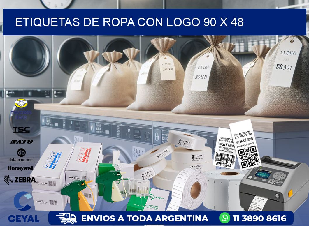 ETIQUETAS DE ROPA CON LOGO 90 x 48