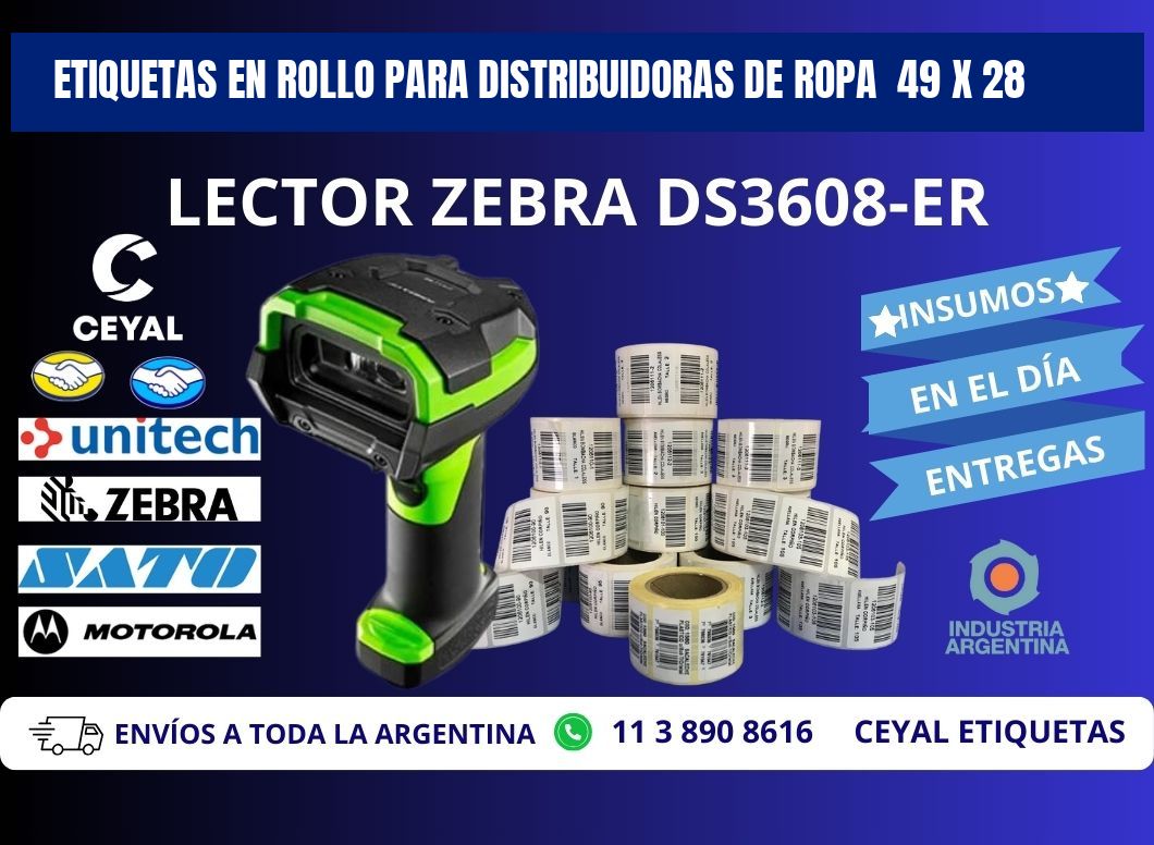 ETIQUETAS EN ROLLO PARA DISTRIBUIDORAS DE ROPA  49 x 28