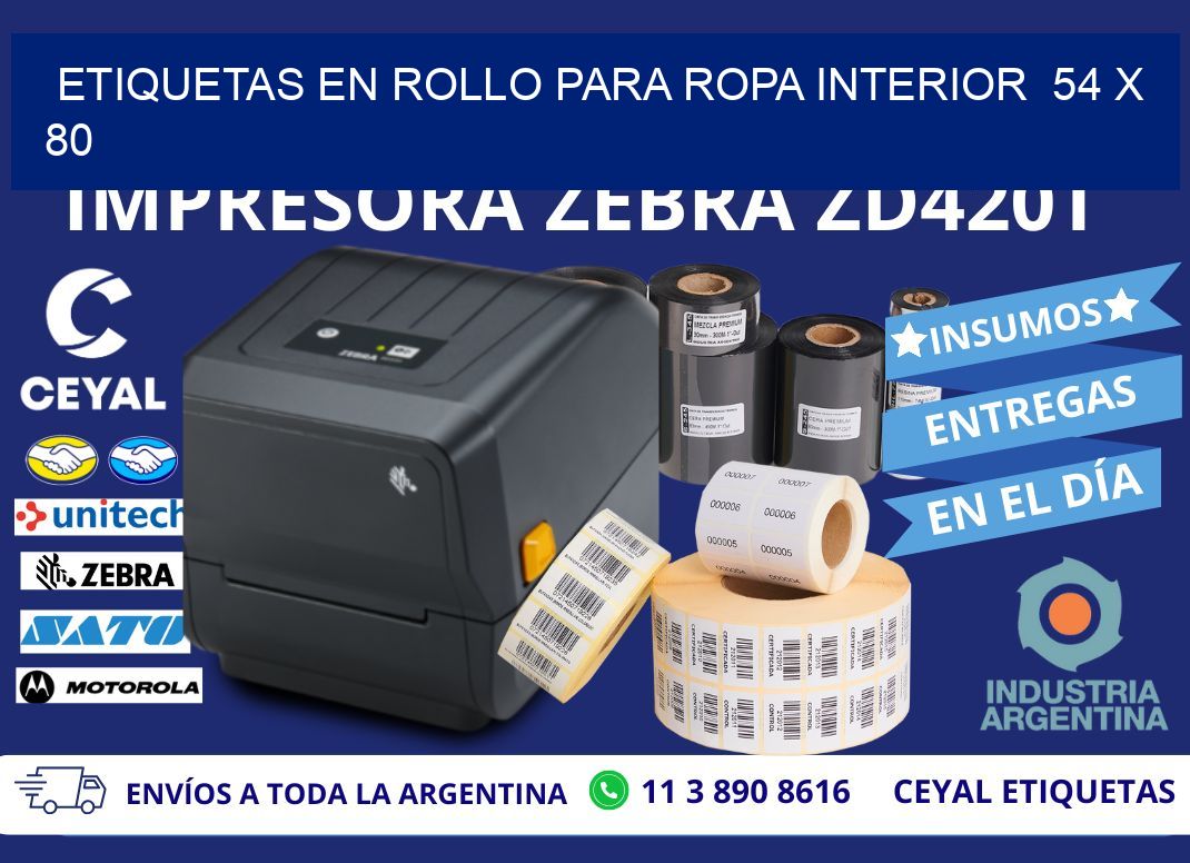ETIQUETAS EN ROLLO PARA ROPA INTERIOR  54 x 80