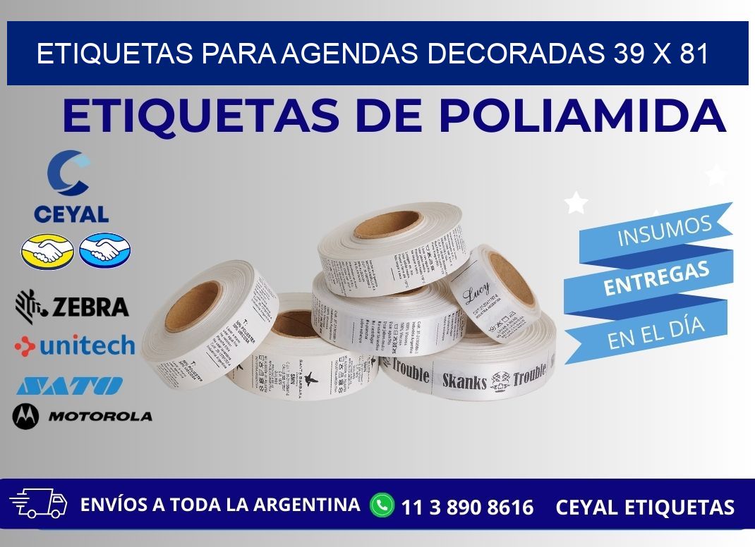 ETIQUETAS PARA AGENDAS DECORADAS 39 x 81