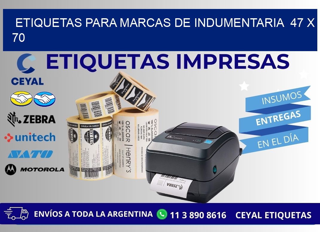 ETIQUETAS PARA MARCAS DE INDUMENTARIA  47 x 70