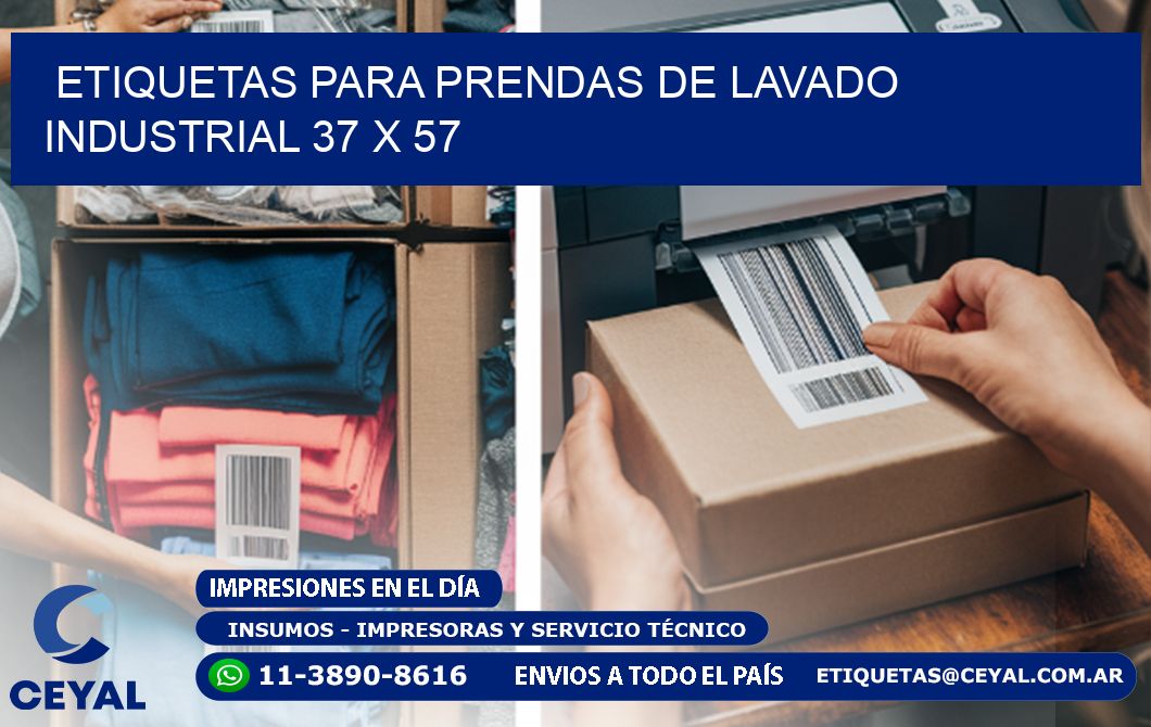 ETIQUETAS PARA PRENDAS DE LAVADO INDUSTRIAL 37 x 57