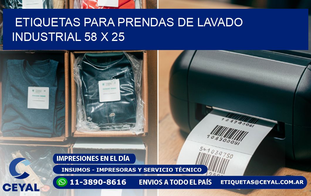 ETIQUETAS PARA PRENDAS DE LAVADO INDUSTRIAL 58 x 25