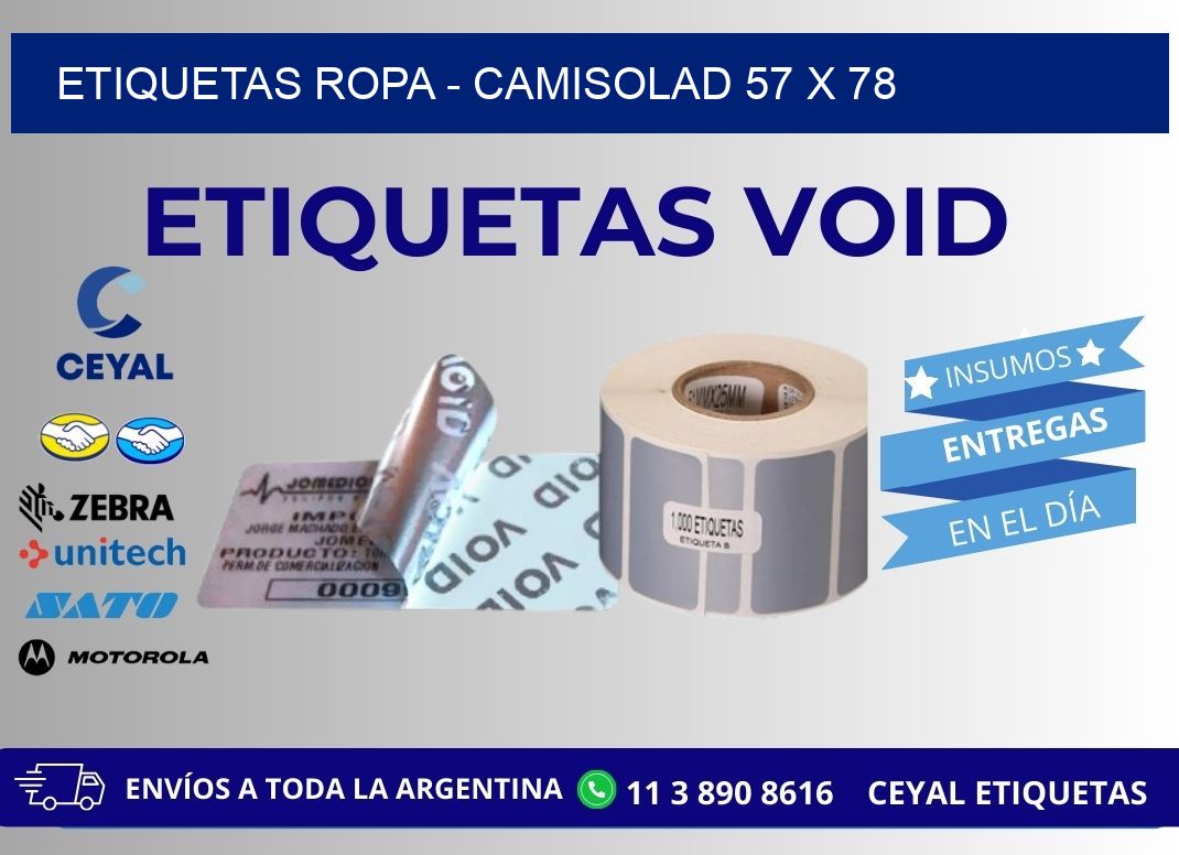 ETIQUETAS ROPA - CAMISOLAD 57 x 78