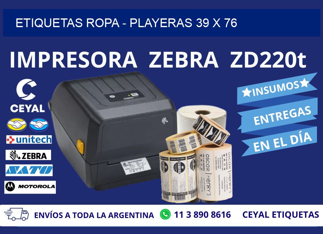 ETIQUETAS ROPA - PLAYERAS 39 x 76