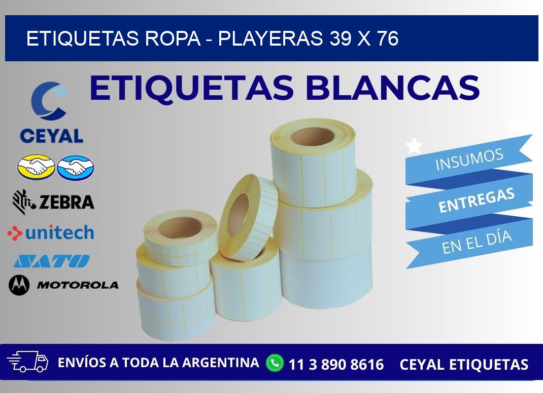 ETIQUETAS ROPA - PLAYERAS 39 x 76