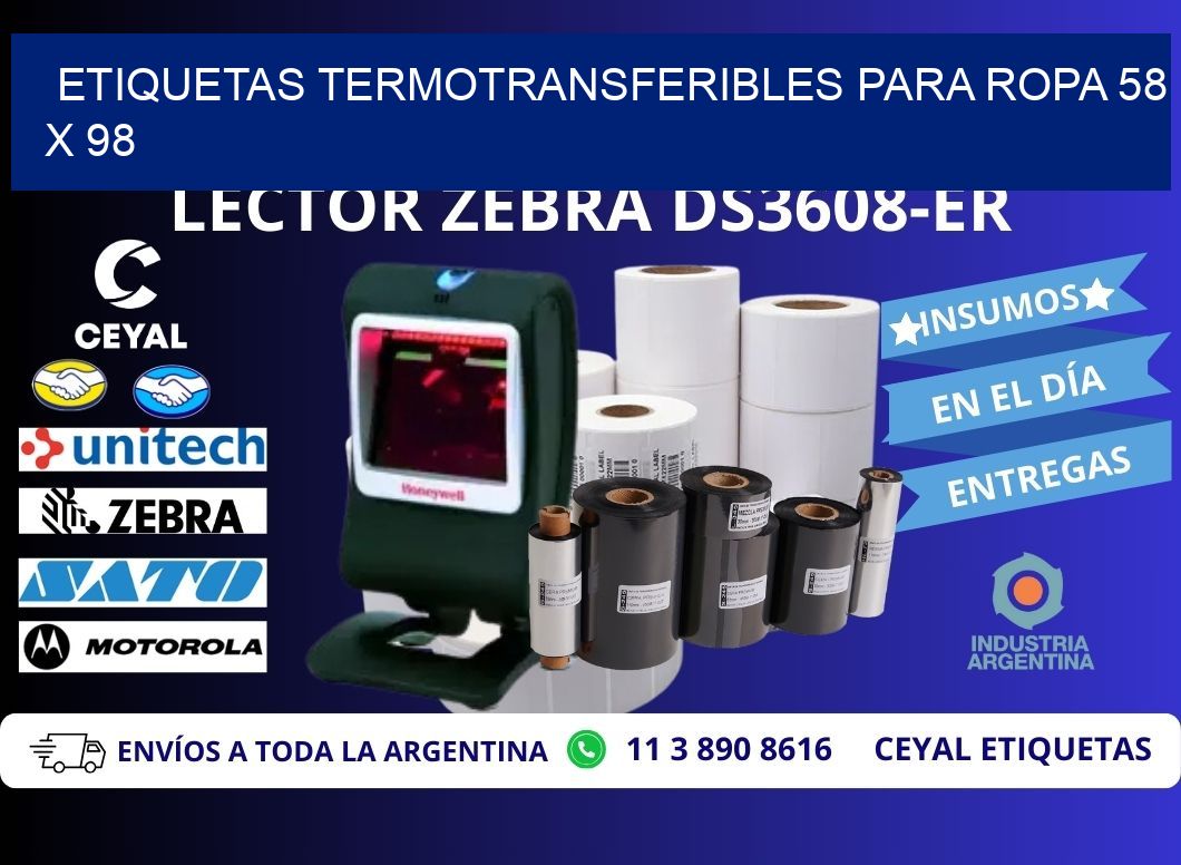 ETIQUETAS TERMOTRANSFERIBLES PARA ROPA 58 x 98