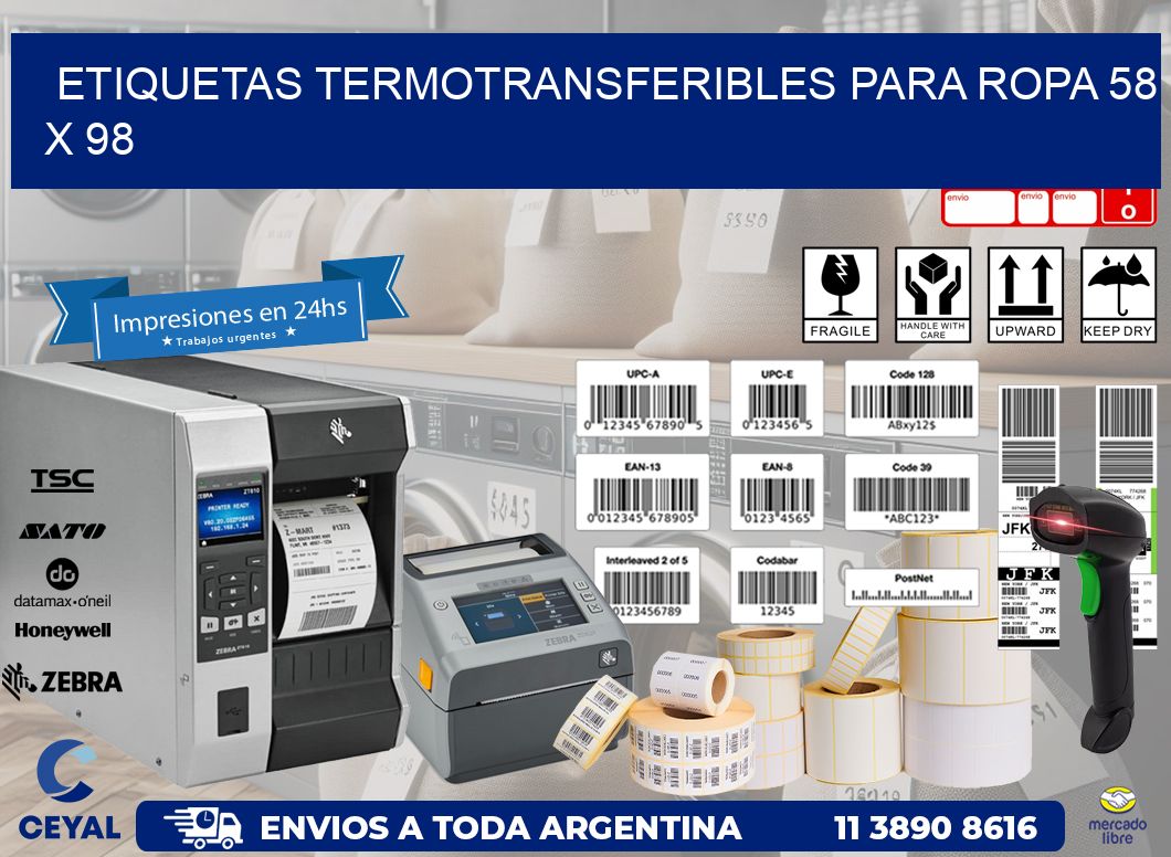 ETIQUETAS TERMOTRANSFERIBLES PARA ROPA 58 x 98