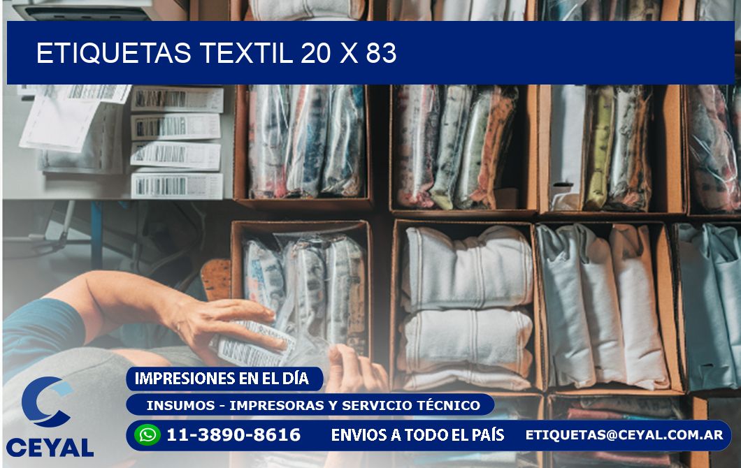 ETIQUETAS TEXTIL 20 x 83