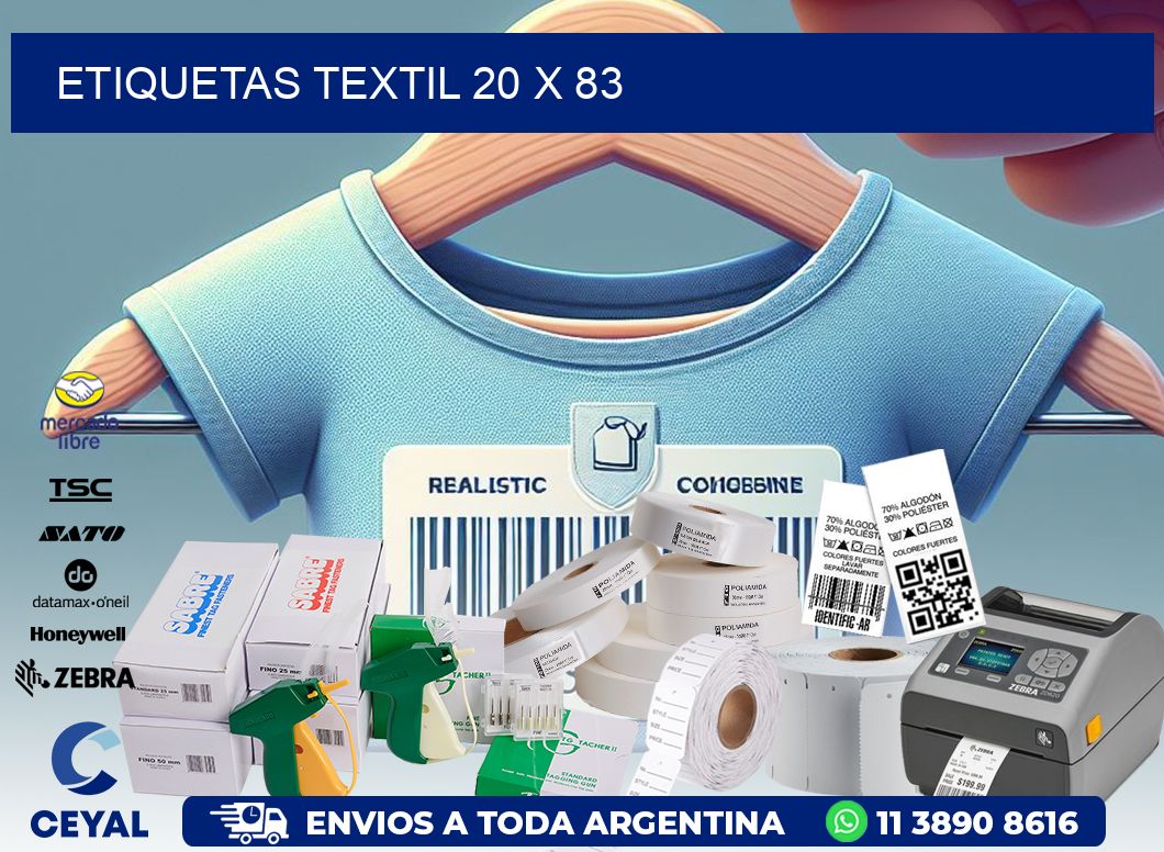 ETIQUETAS TEXTIL 20 x 83