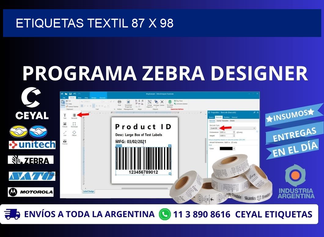 ETIQUETAS TEXTIL 87 x 98