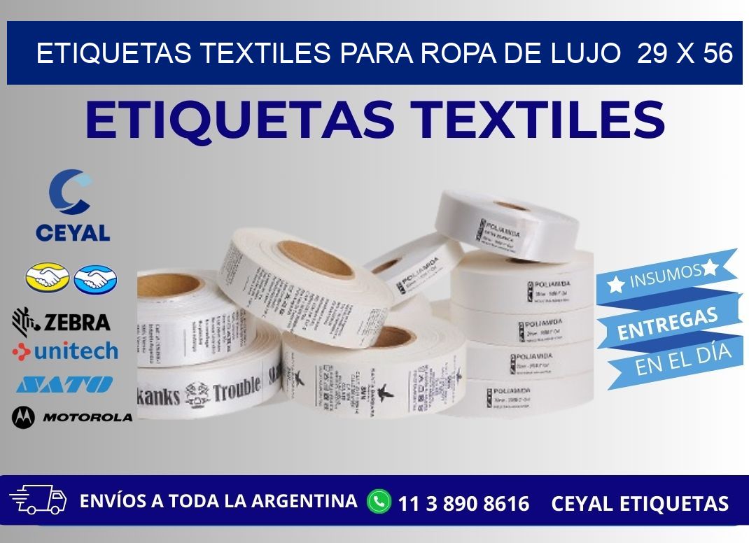 ETIQUETAS TEXTILES PARA ROPA DE LUJO  29 x 56