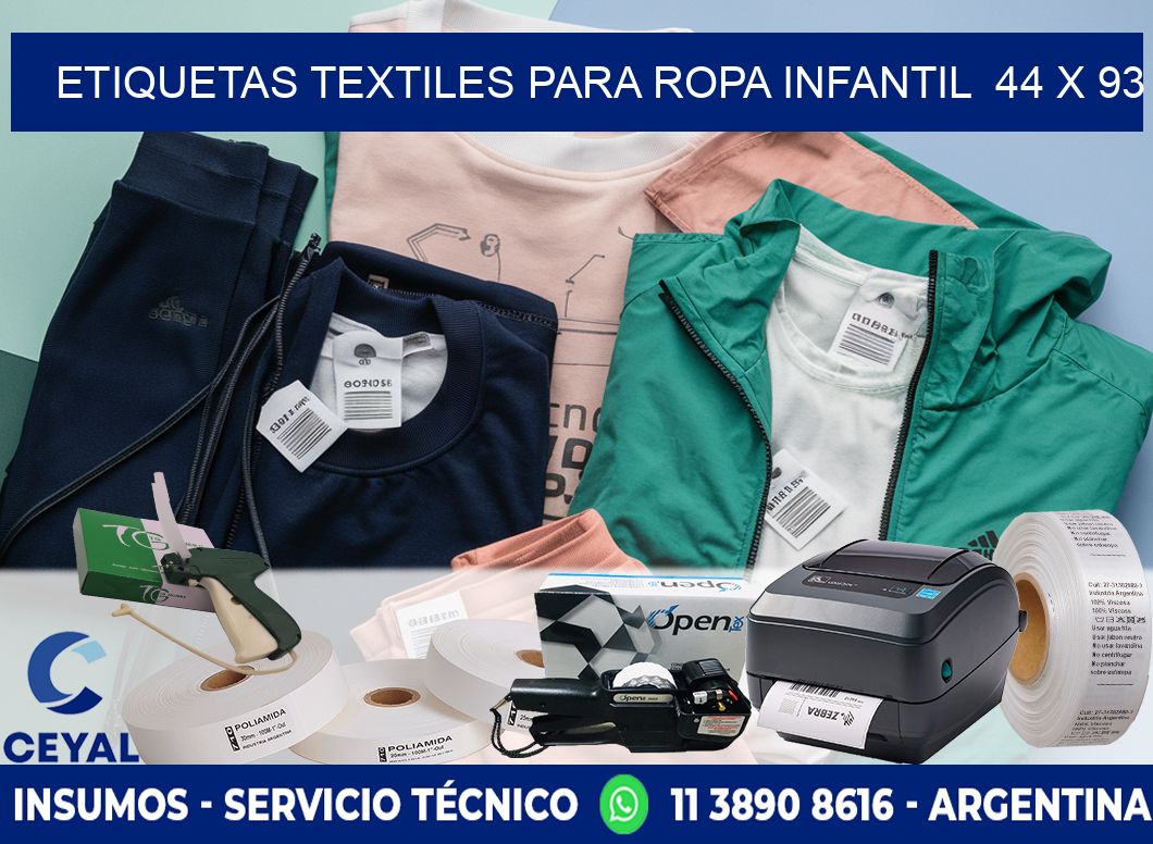 ETIQUETAS TEXTILES PARA ROPA INFANTIL  44 x 93