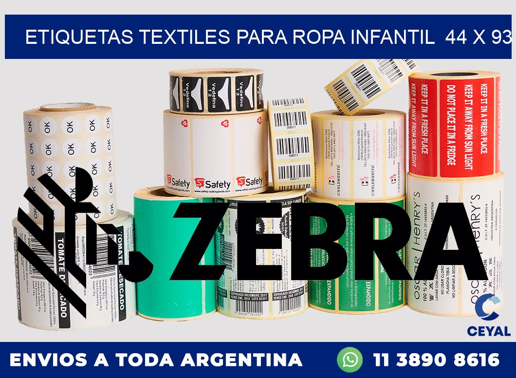 ETIQUETAS TEXTILES PARA ROPA INFANTIL  44 x 93