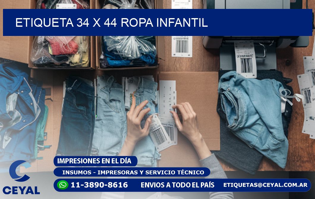 Etiqueta 34 x 44 ropa infantil