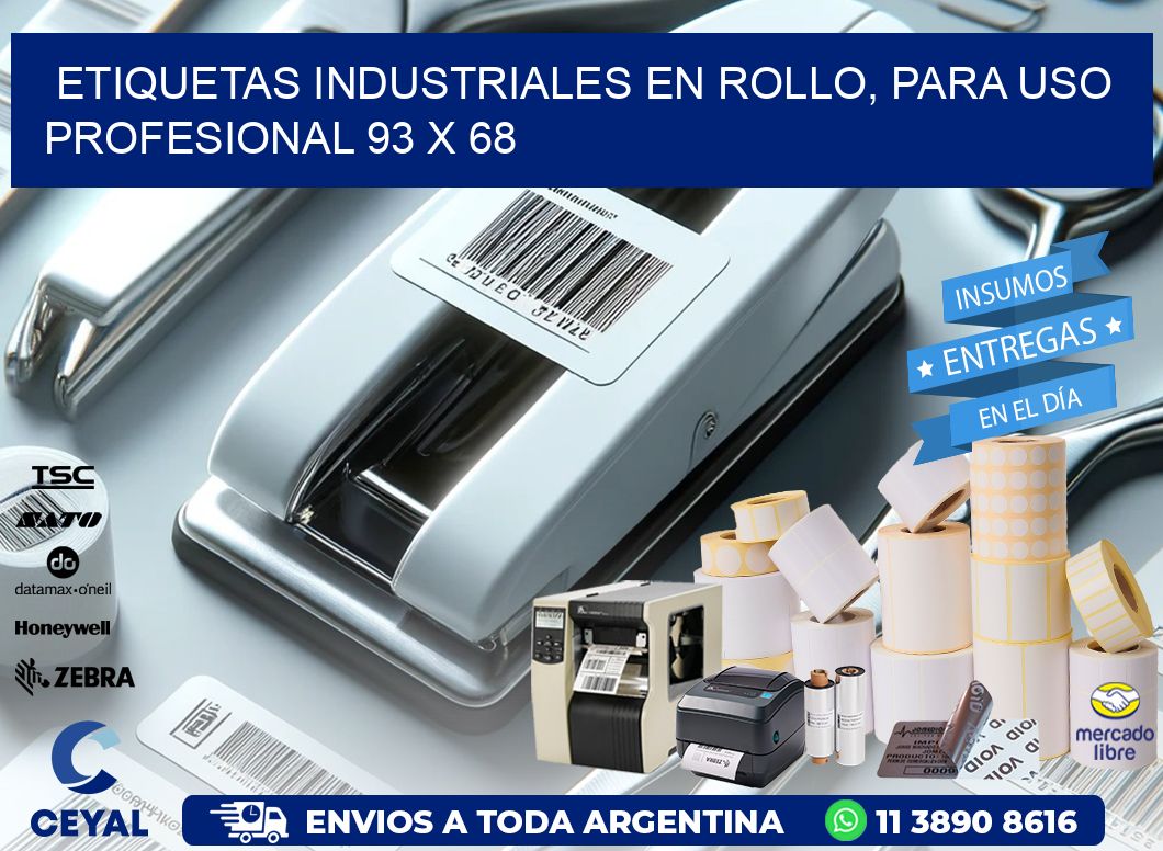 Etiquetas Industriales en Rollo, Para Uso Profesional 93 x 68