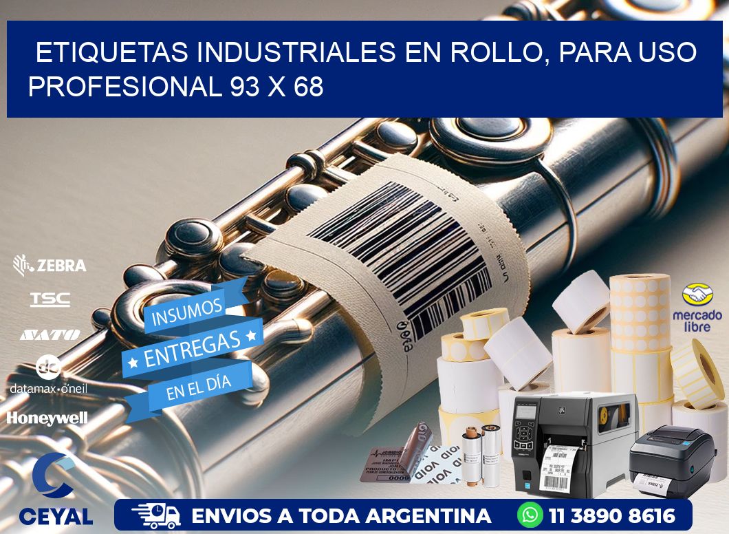 Etiquetas Industriales en Rollo, Para Uso Profesional 93 x 68