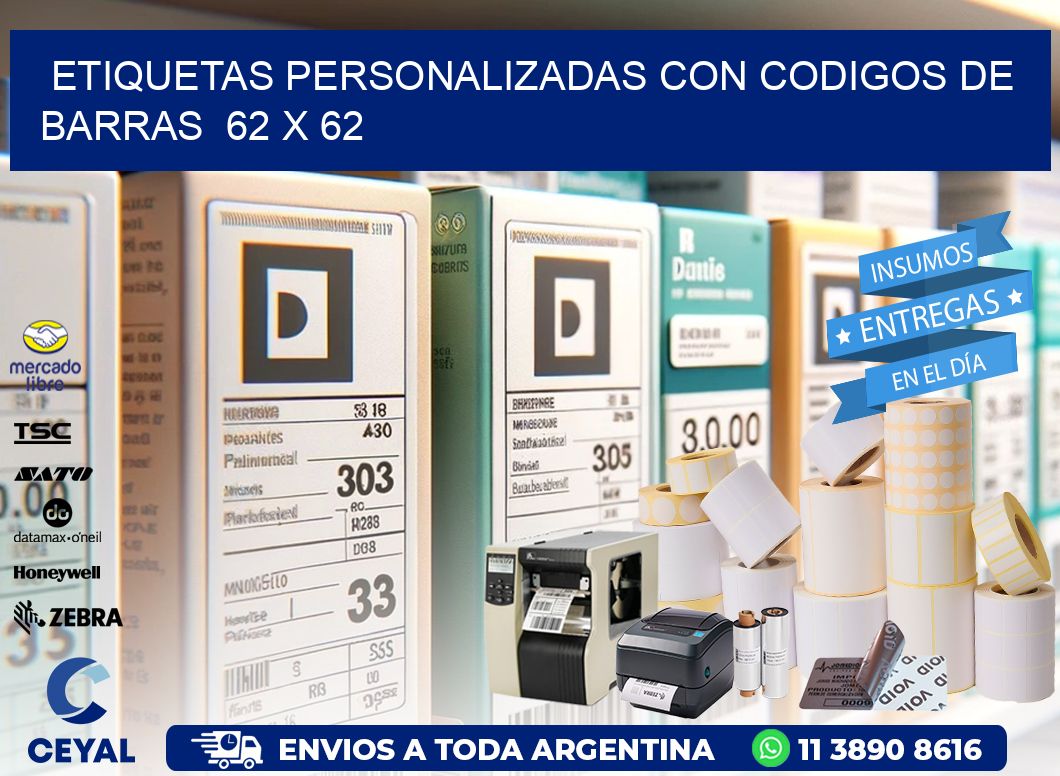 Etiquetas Personalizadas con Codigos de Barras  62 x 62