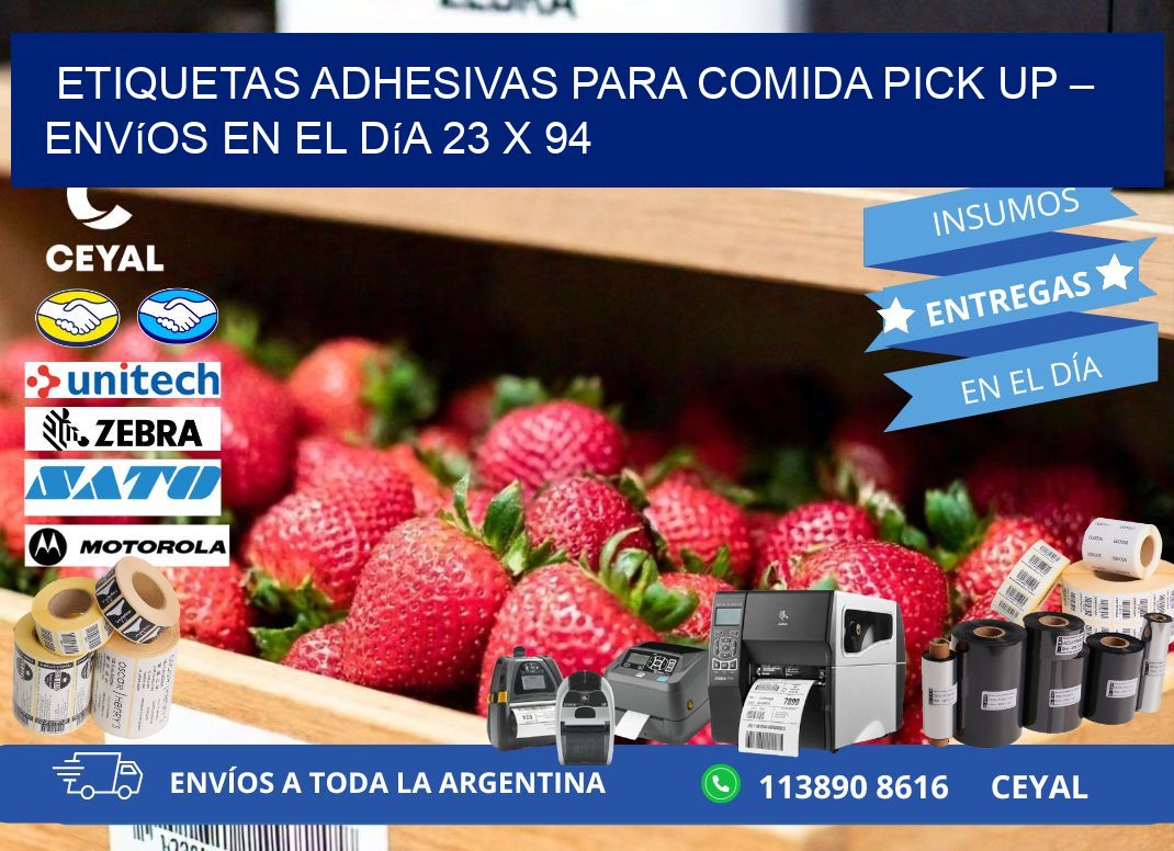 Etiquetas adhesivas para comida pick up – Envíos en el día 23 x 94