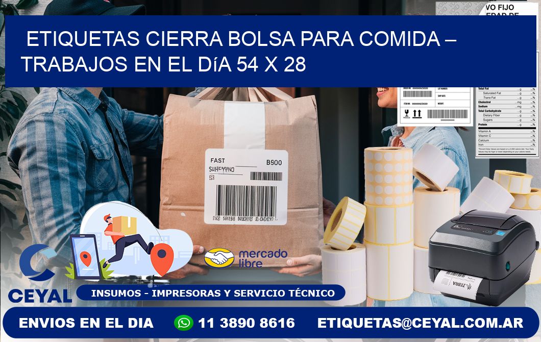 Etiquetas cierra bolsa para comida – Trabajos en el día 54 x 28