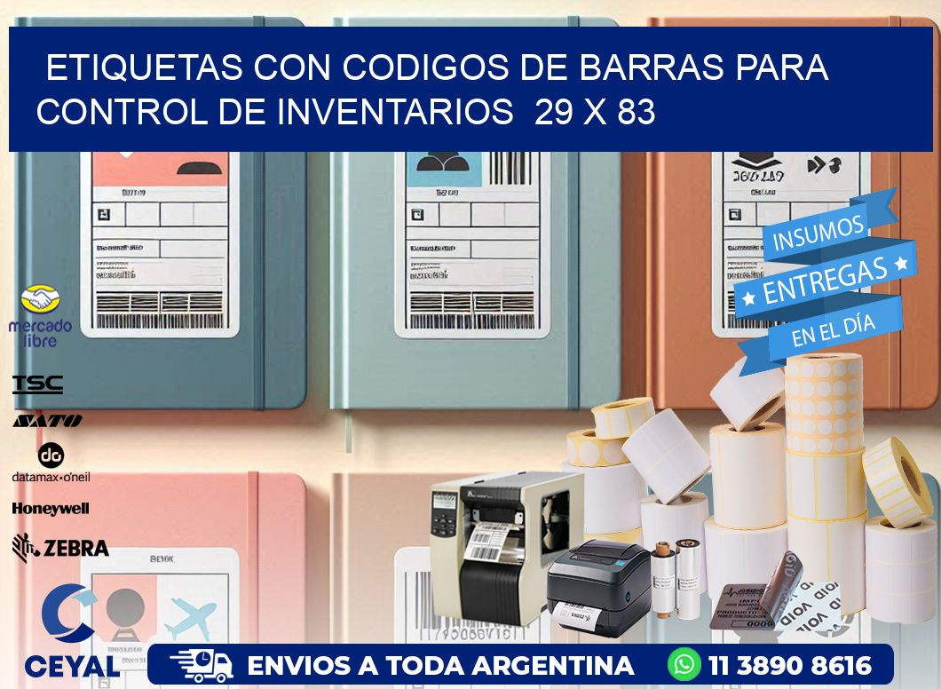 Etiquetas con Codigos de Barras para Control de Inventarios  29 x 83