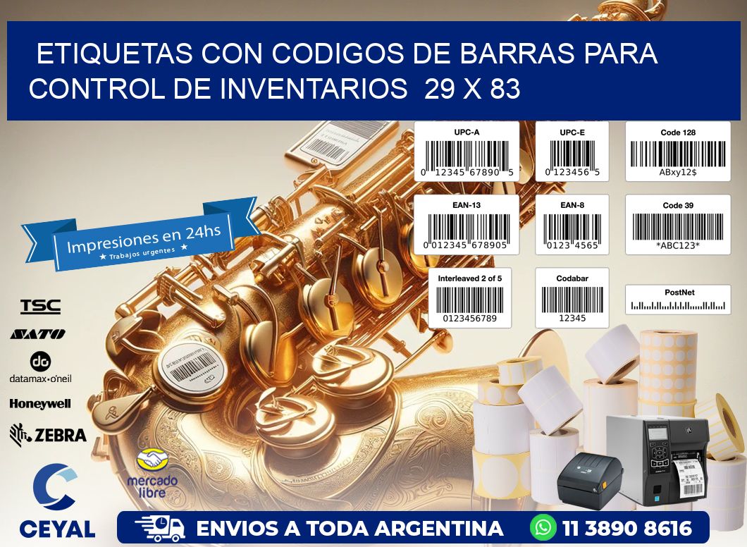 Etiquetas con Codigos de Barras para Control de Inventarios  29 x 83