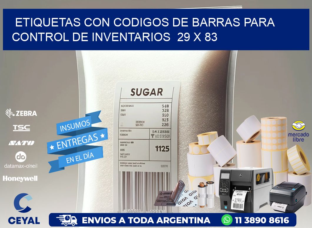 Etiquetas con Codigos de Barras para Control de Inventarios  29 x 83