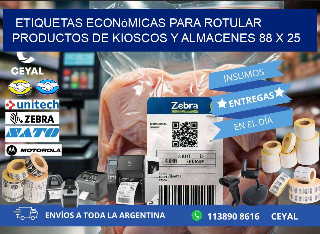 Etiquetas económicas para rotular productos de kioscos y almacenes 88 x 25