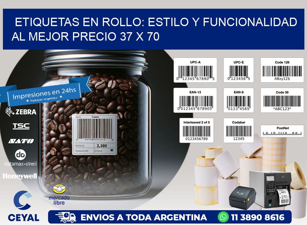 Etiquetas en Rollo: Estilo y Funcionalidad al Mejor Precio 37 x 70