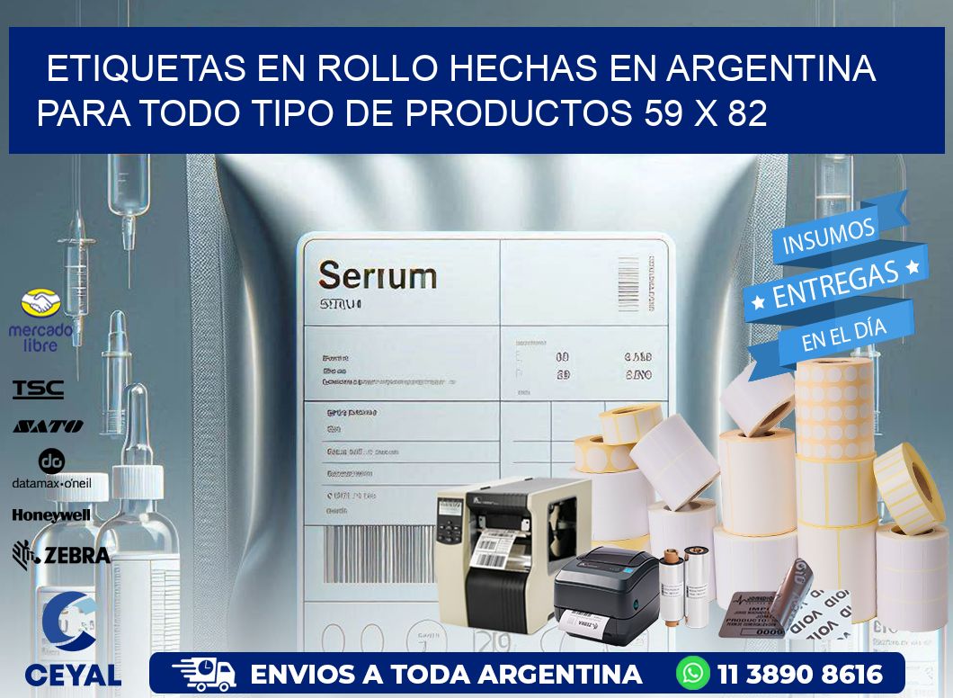 Etiquetas en Rollo Hechas en Argentina para Todo Tipo de Productos 59 x 82