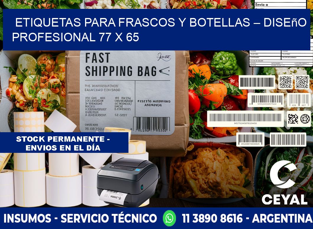 Etiquetas para frascos y botellas – Diseño profesional 77 x 65