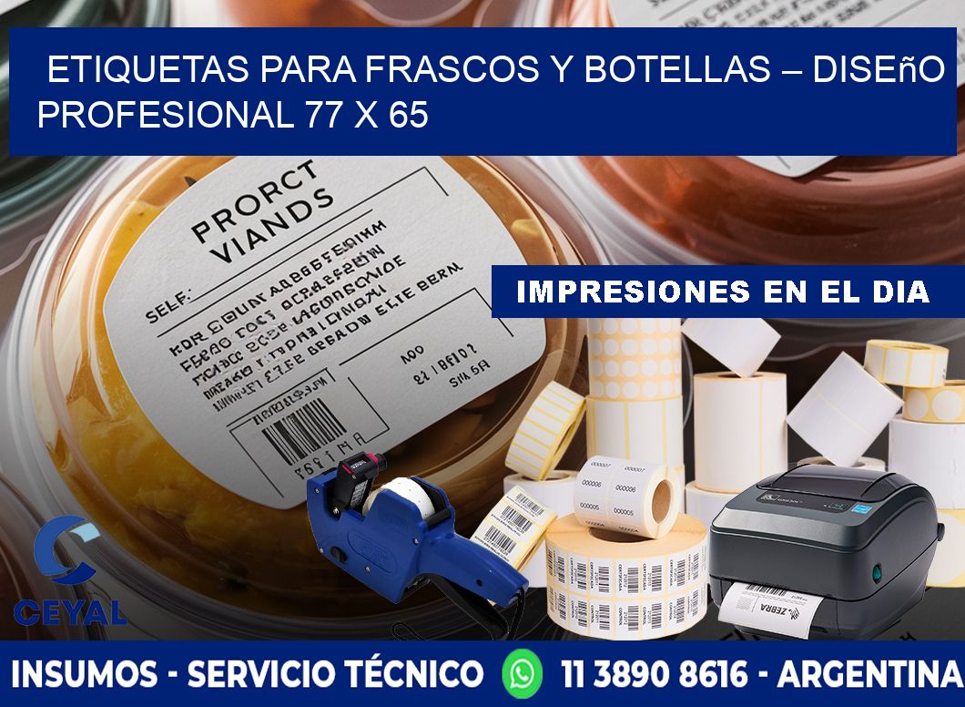 Etiquetas para frascos y botellas – Diseño profesional 77 x 65