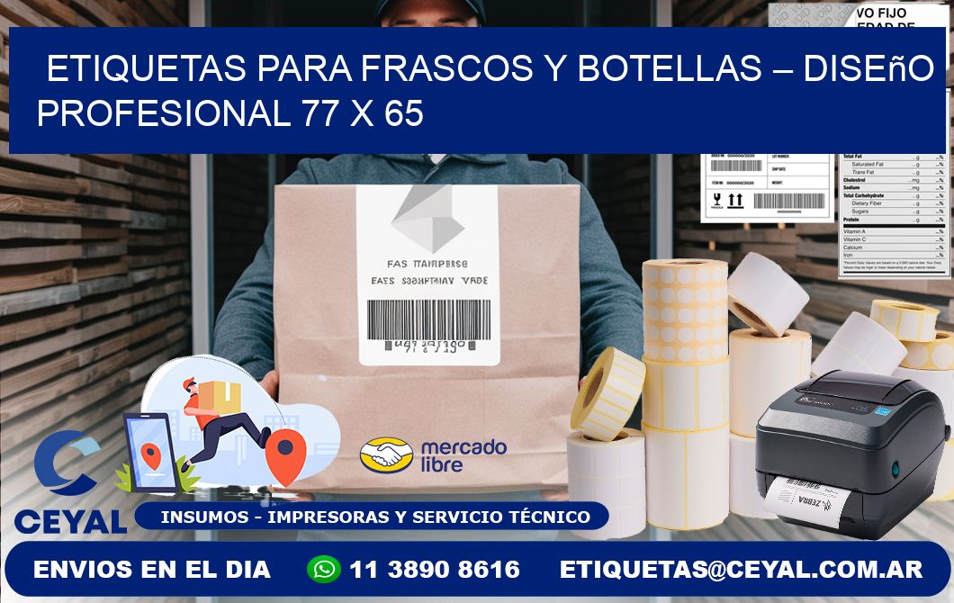 Etiquetas para frascos y botellas – Diseño profesional 77 x 65