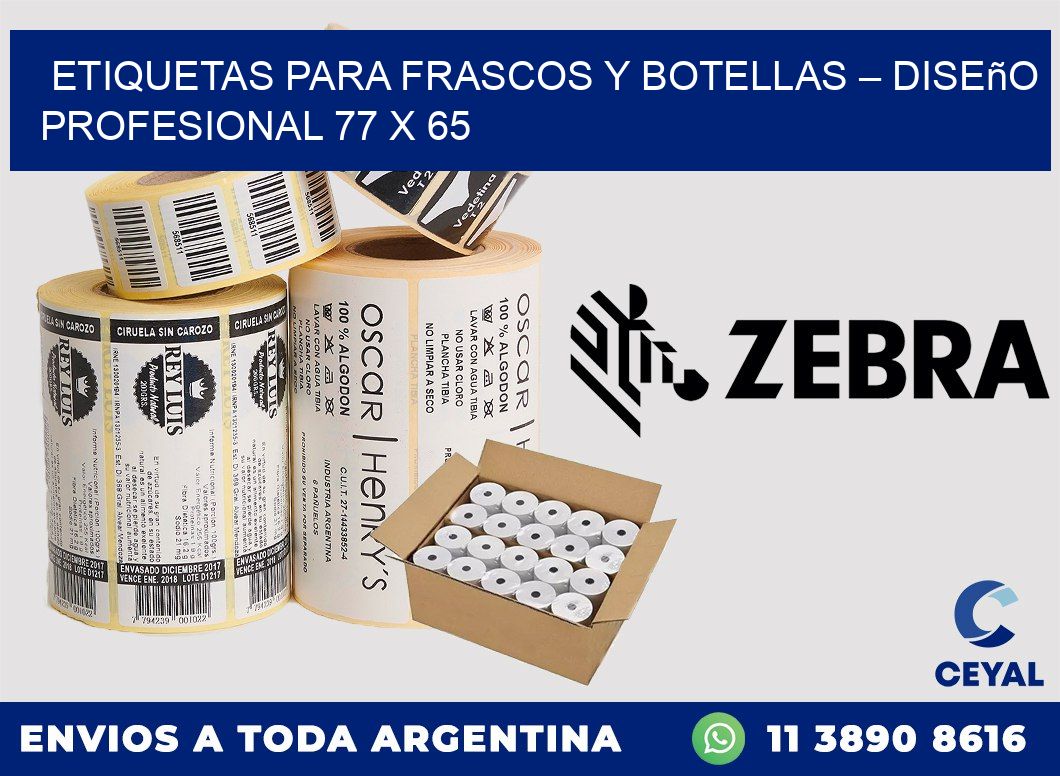 Etiquetas para frascos y botellas – Diseño profesional 77 x 65