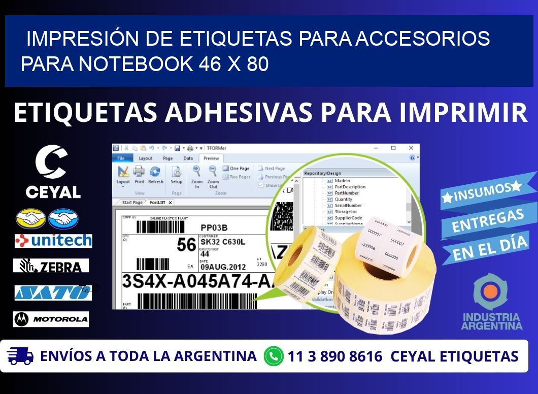 IMPRESIÓN DE ETIQUETAS PARA ACCESORIOS PARA NOTEBOOK 46 x 80