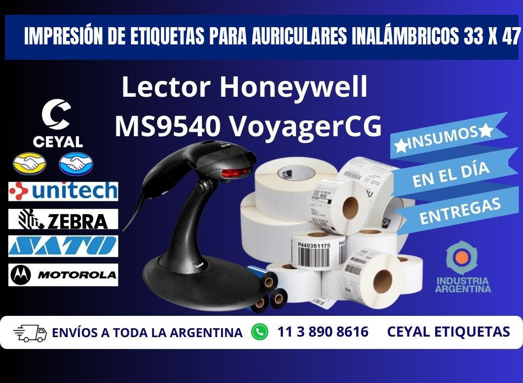 IMPRESIÓN DE ETIQUETAS PARA AURICULARES INALÁMBRICOS 33 x 47