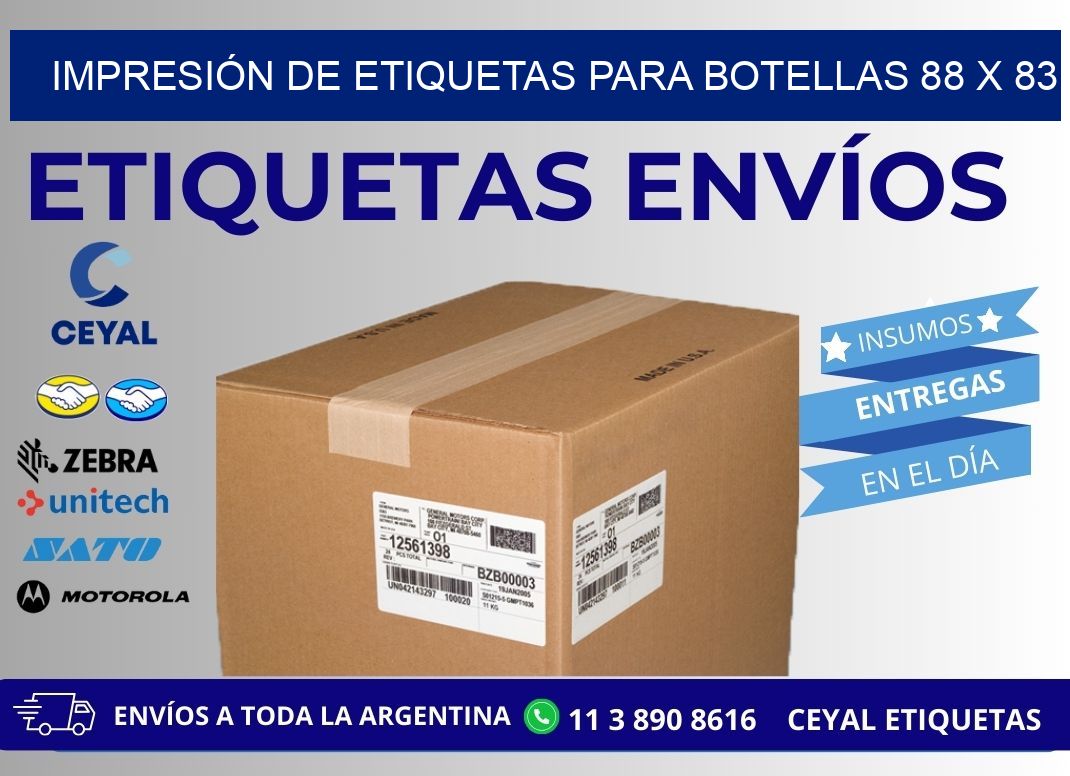 IMPRESIÓN DE ETIQUETAS PARA BOTELLAS 88 x 83