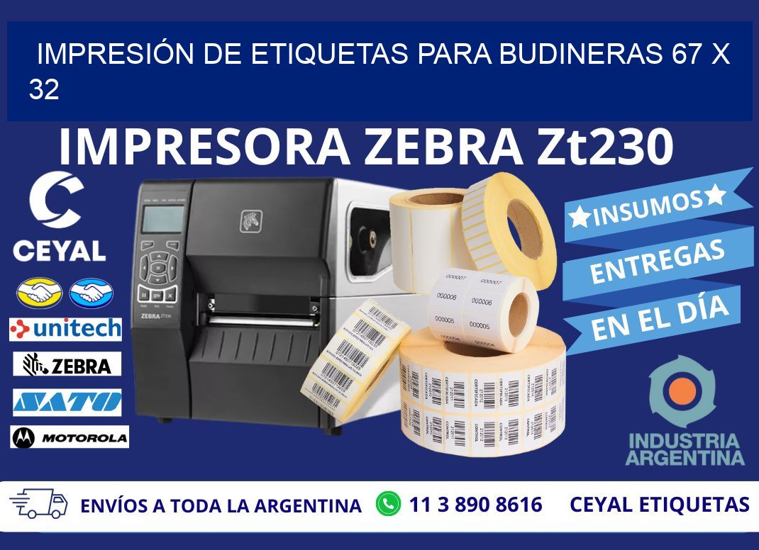 IMPRESIÓN DE ETIQUETAS PARA BUDINERAS 67 x 32