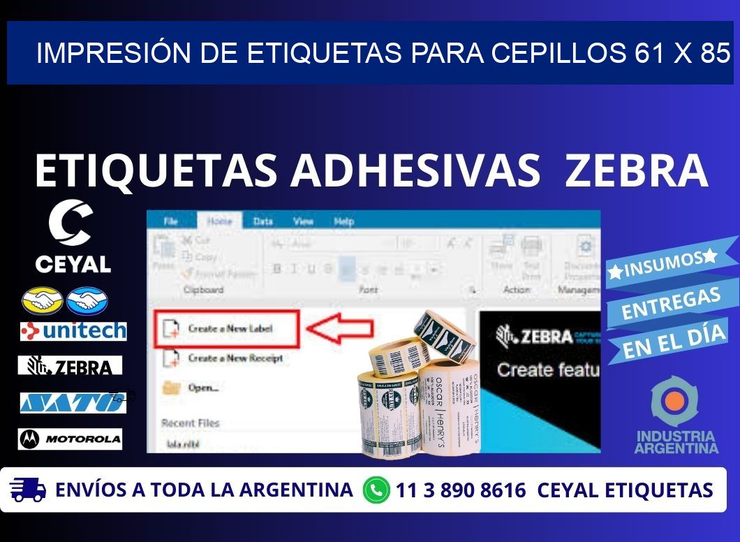 IMPRESIÓN DE ETIQUETAS PARA CEPILLOS 61 x 85