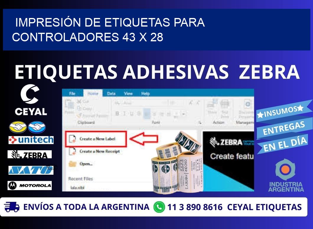 IMPRESIÓN DE ETIQUETAS PARA CONTROLADORES 43 x 28
